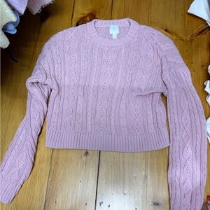 Gap x loveshackfancy Pink Cable Knit Crewneck Sweater